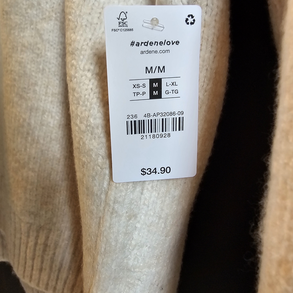 Ardene Cream Crew Neck Sweater Soft Knit Casual - Picture 3 of 3